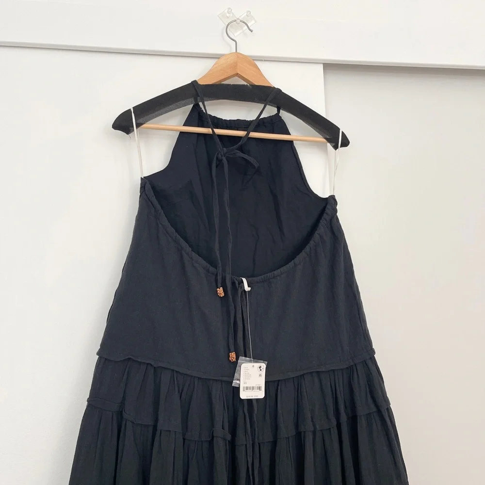 NWT Free People Somewhere Sunny Maxi Dress Drop Waist Open Back Size XS